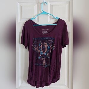 Fifth Sun Women's Plum Elephant Oversized Graphic Tee